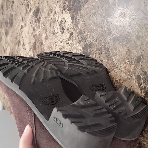 UGG Jillian Shearling Knee Boots Suede Leather Tall Brown Sheepskin Wint… - Picture 8 of 10